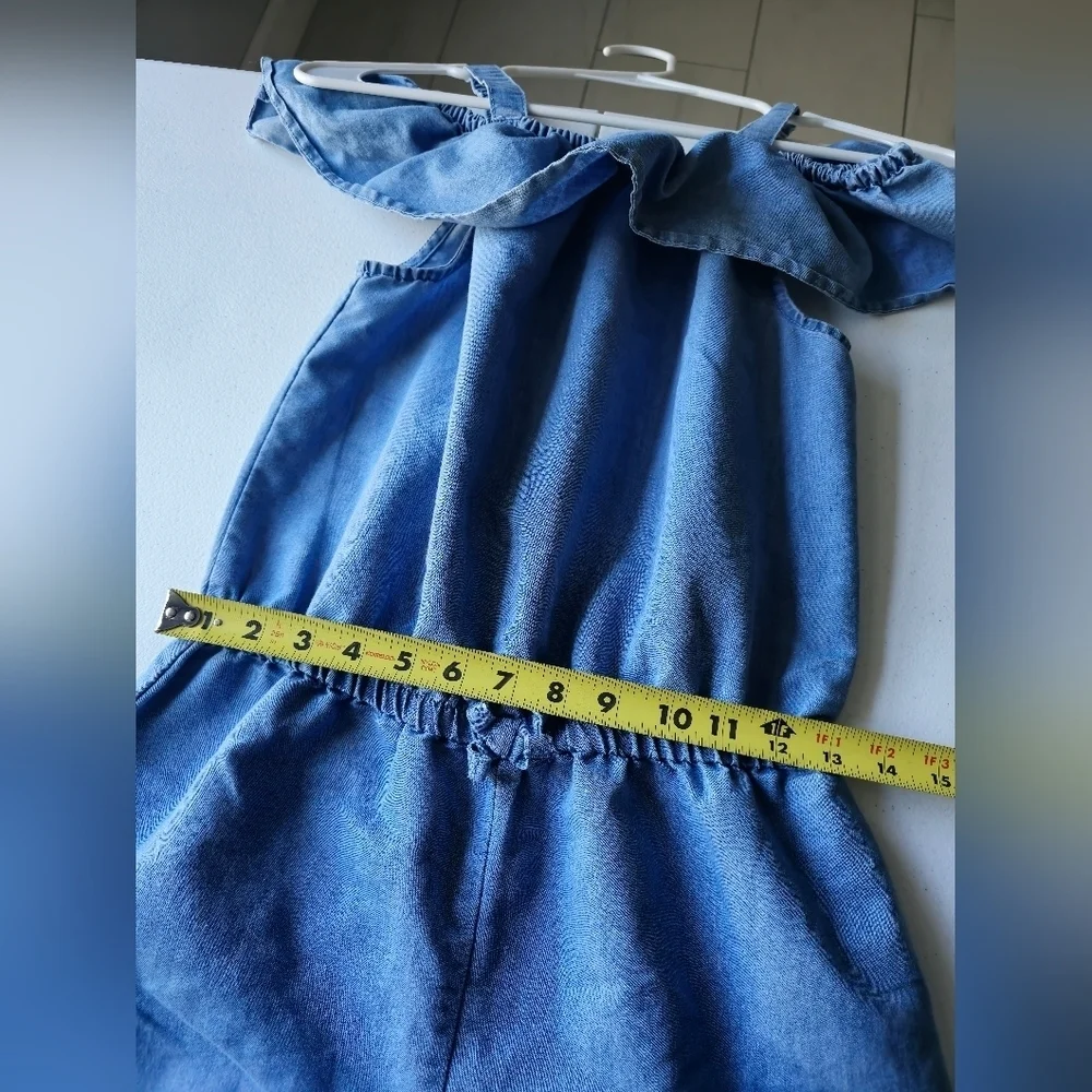 NAUTICA Girls Romper DENIM RUFFLES PANTS SZ 12/14